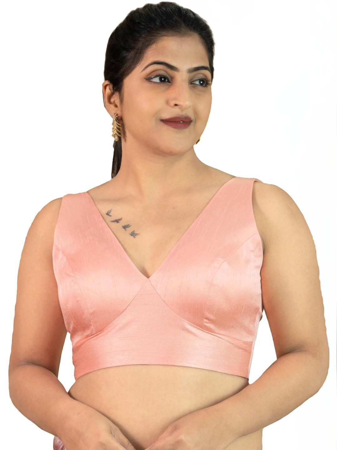 FIGURES DESIGNER V-Neck Sleeveless Saree Blouse