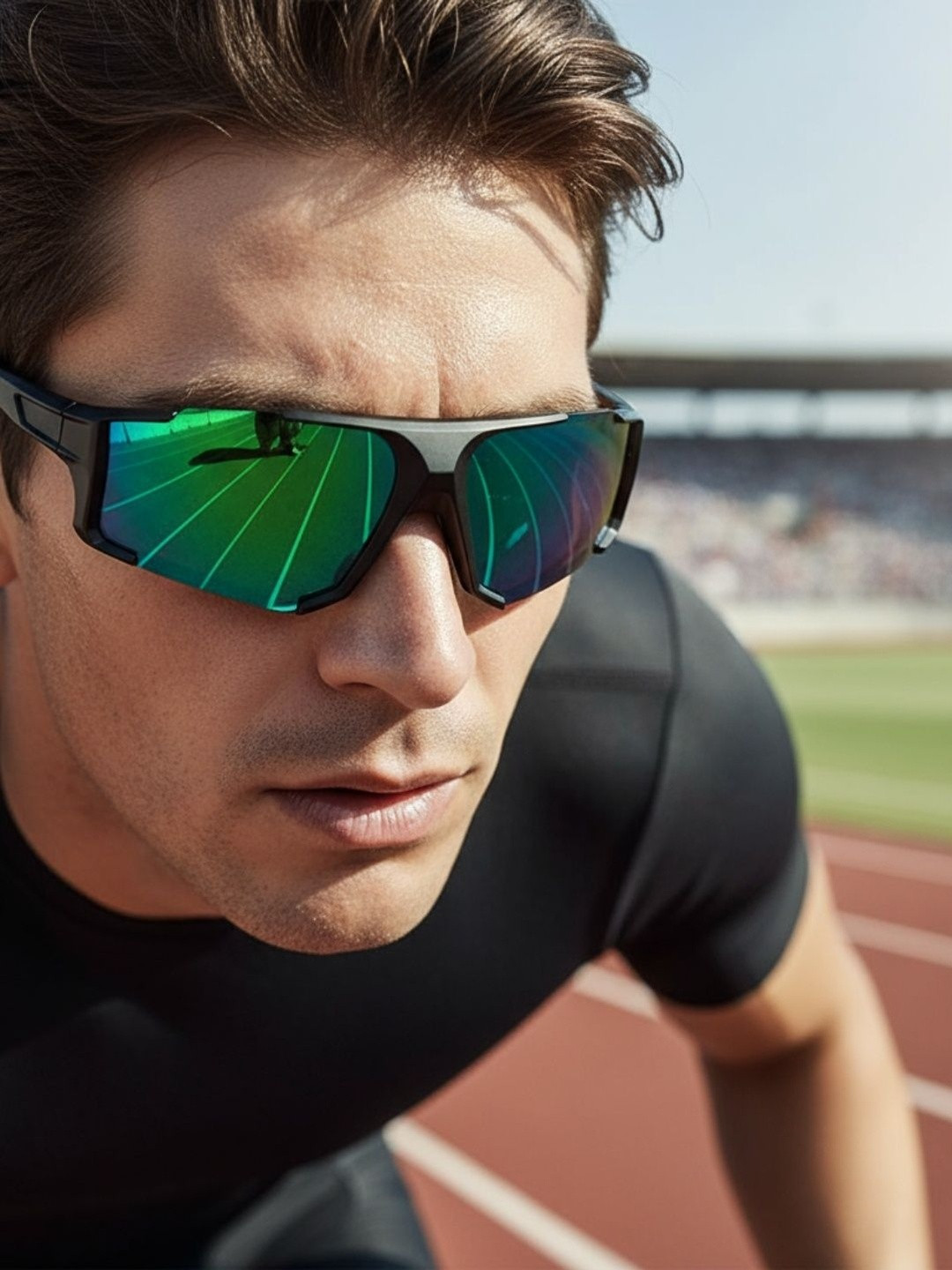 Framesvista Unisex Mirrored Lens & Black Sports Sunglasses with