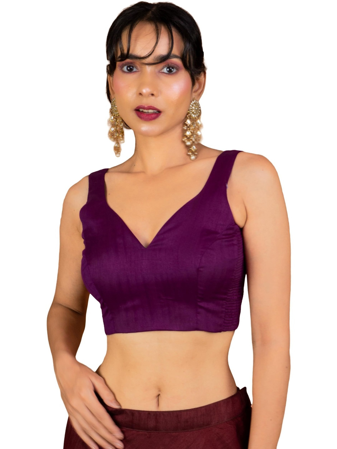 FIGURES DESIGNER V-Neck Sleeveless Saree Blouse