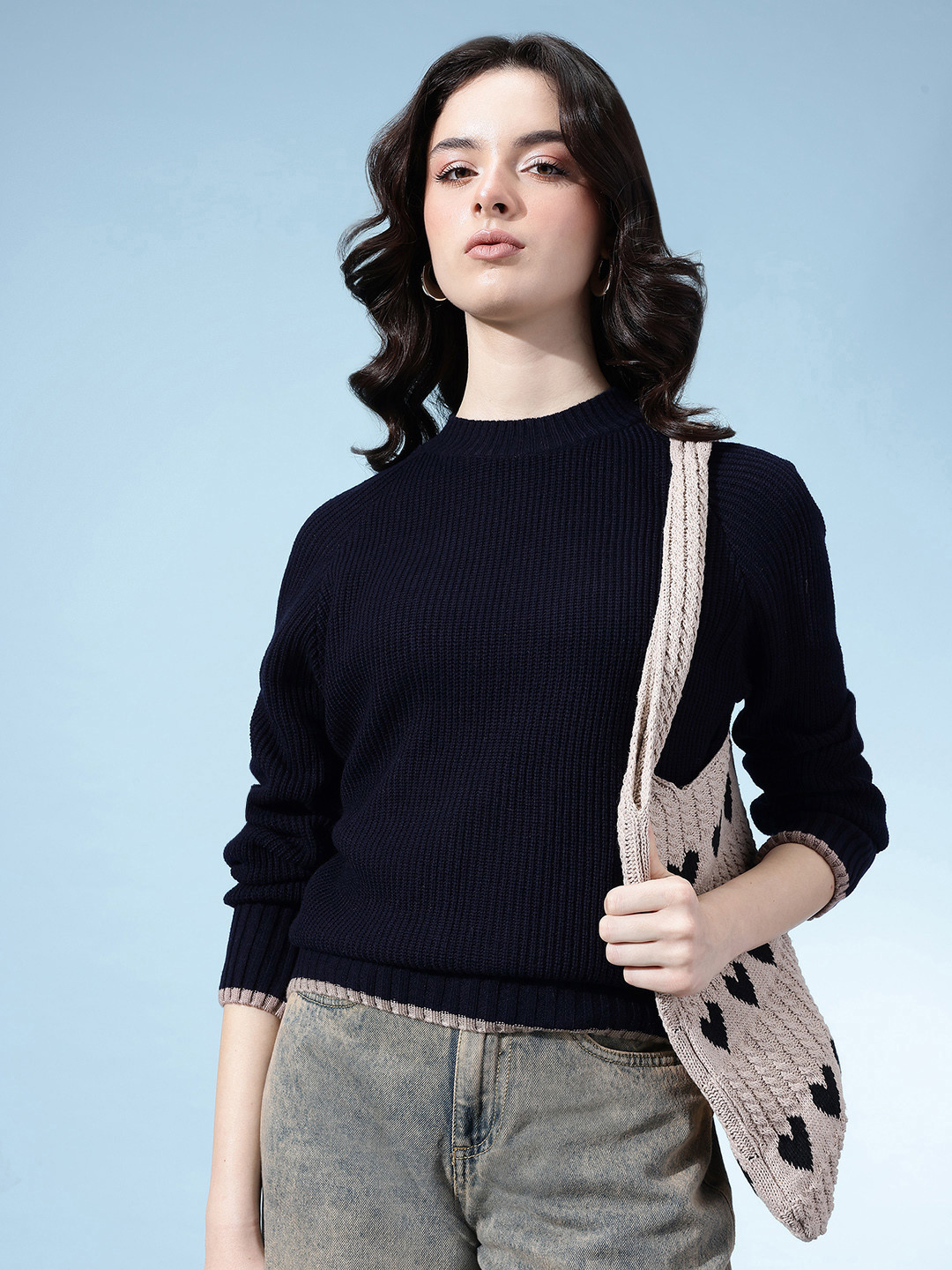 glitchez Contrast Tipping Ribbed Pullover