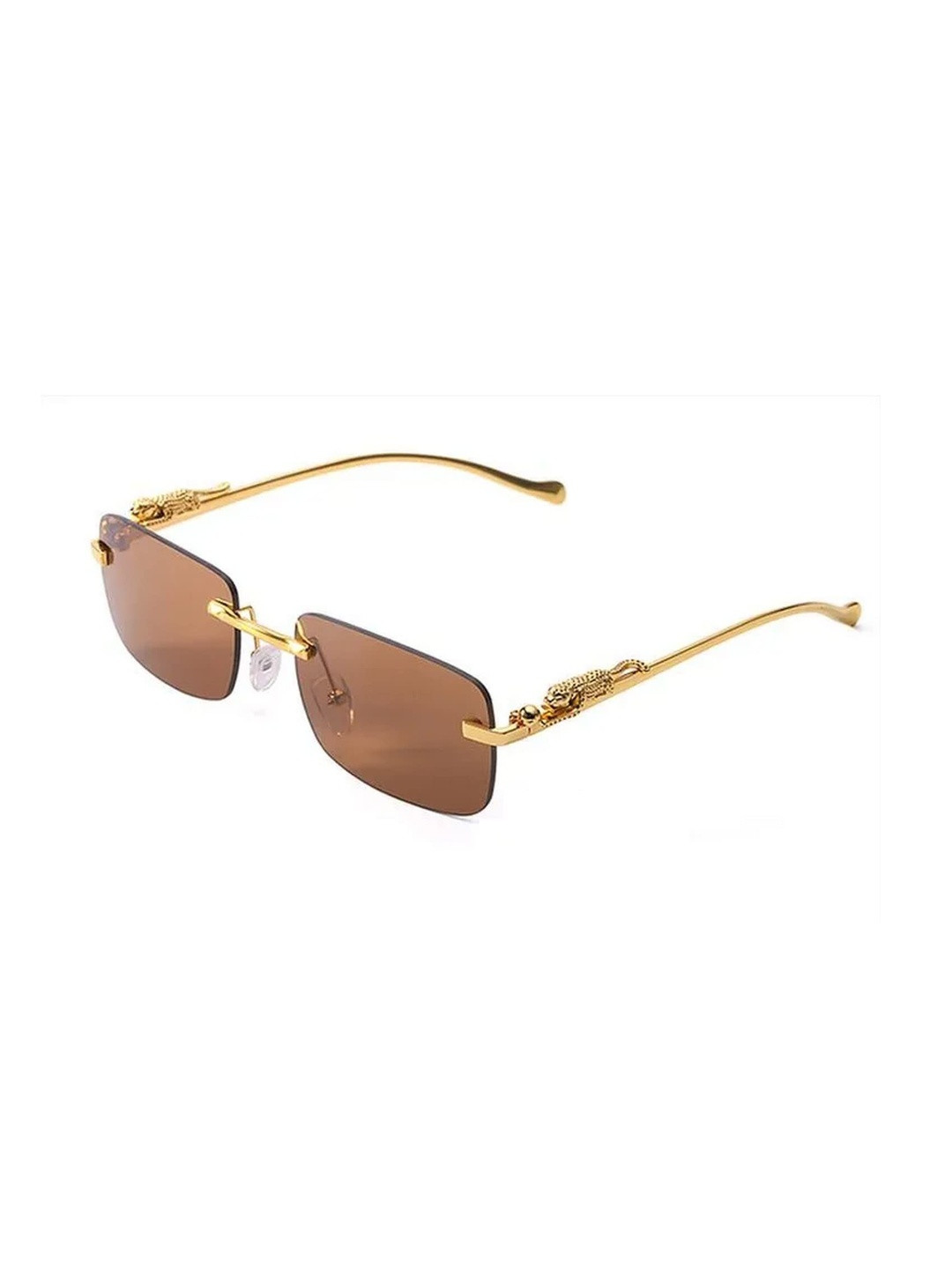 glitchez Unisex Brown Lens & Gold-Toned Other Sunglasses with