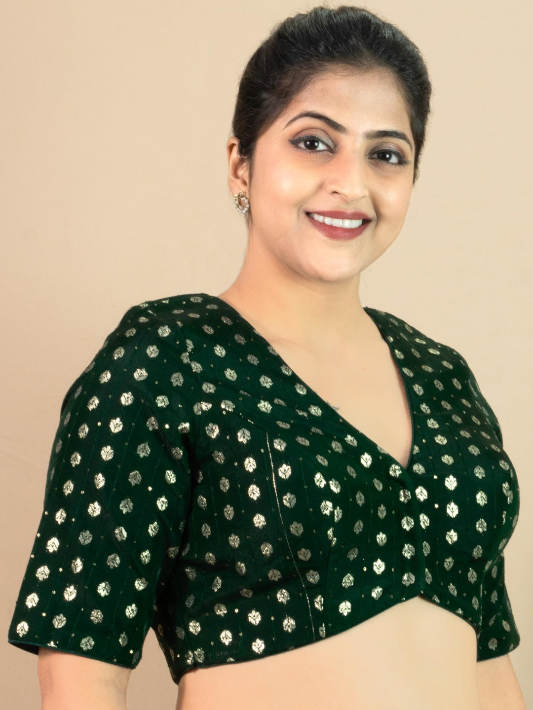 FIGURES DESIGNER Embroidered V-Neck Short Sleeves Saree Blouse