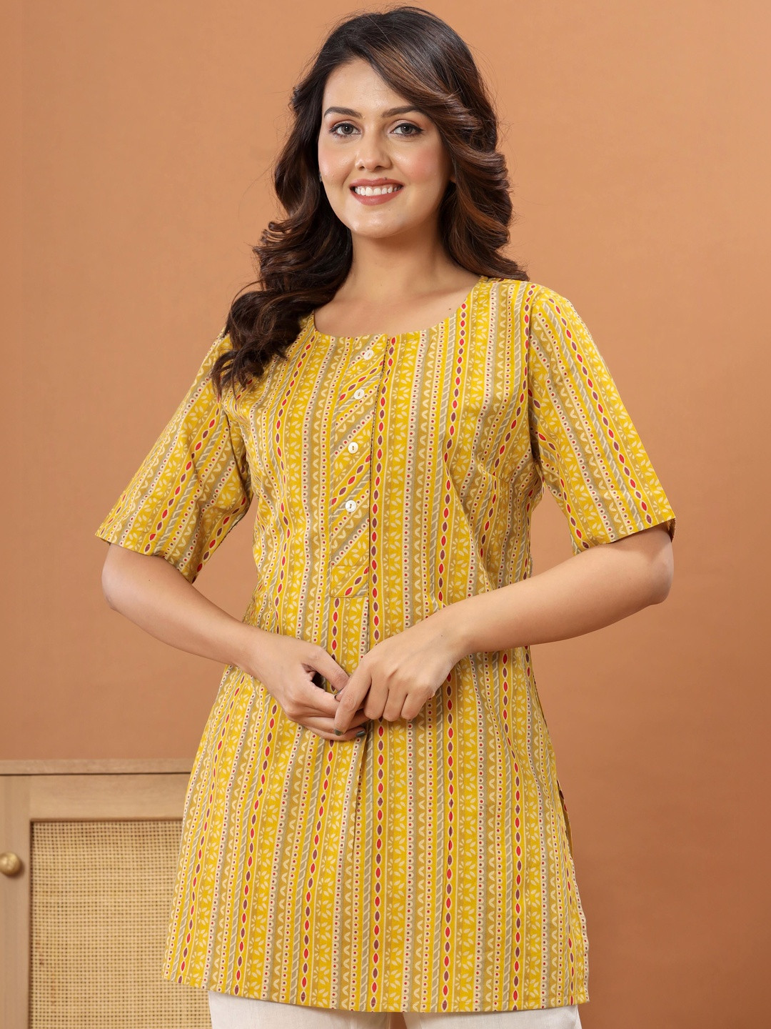 Tulsiram Ethnic Motifs Printed Pure Cotton Kurti