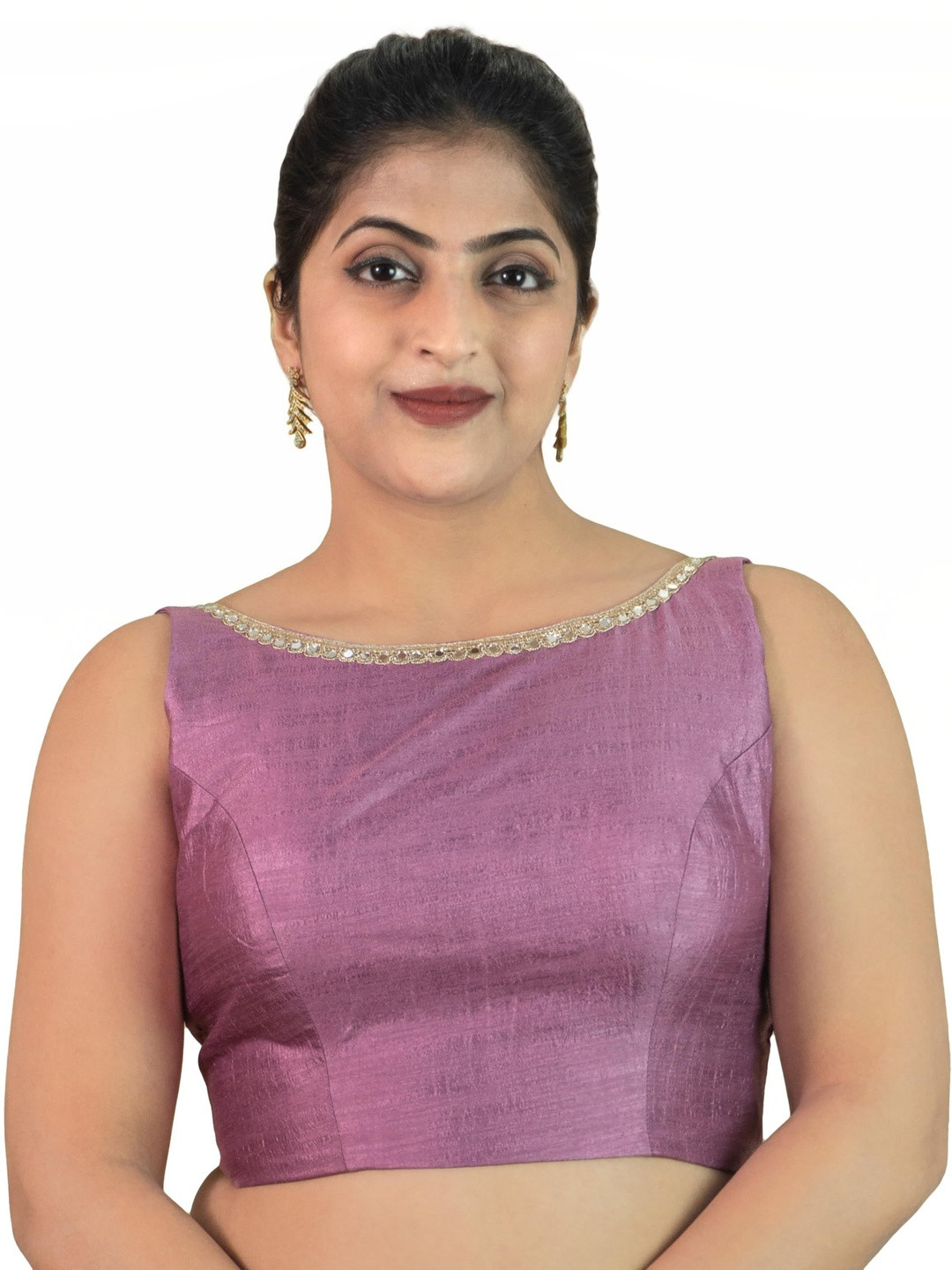 FIGURES DESIGNER Boat Neck Sleeveless Saree Blouse