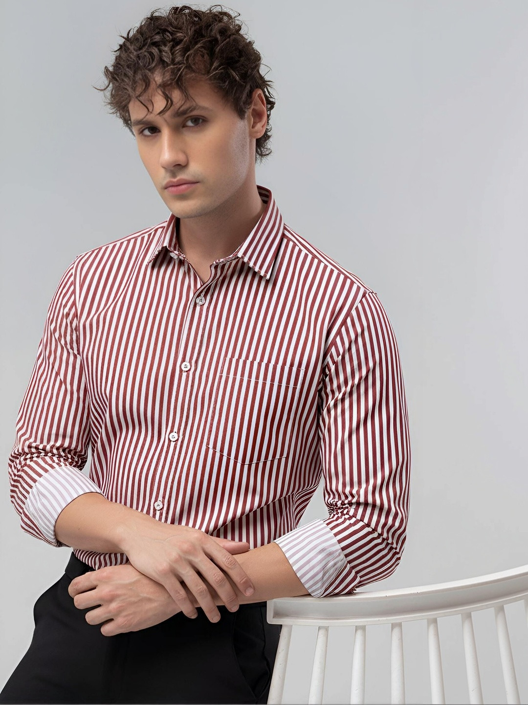 OTUS Men Classic Striped Semiformal Shirt