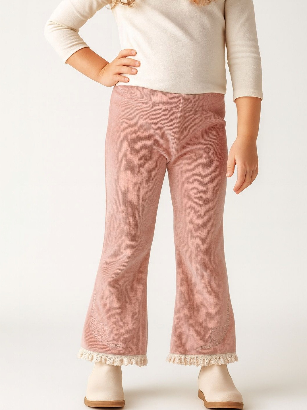 Thelittlebunny Girls Polyester Flared Stretchable Trousers