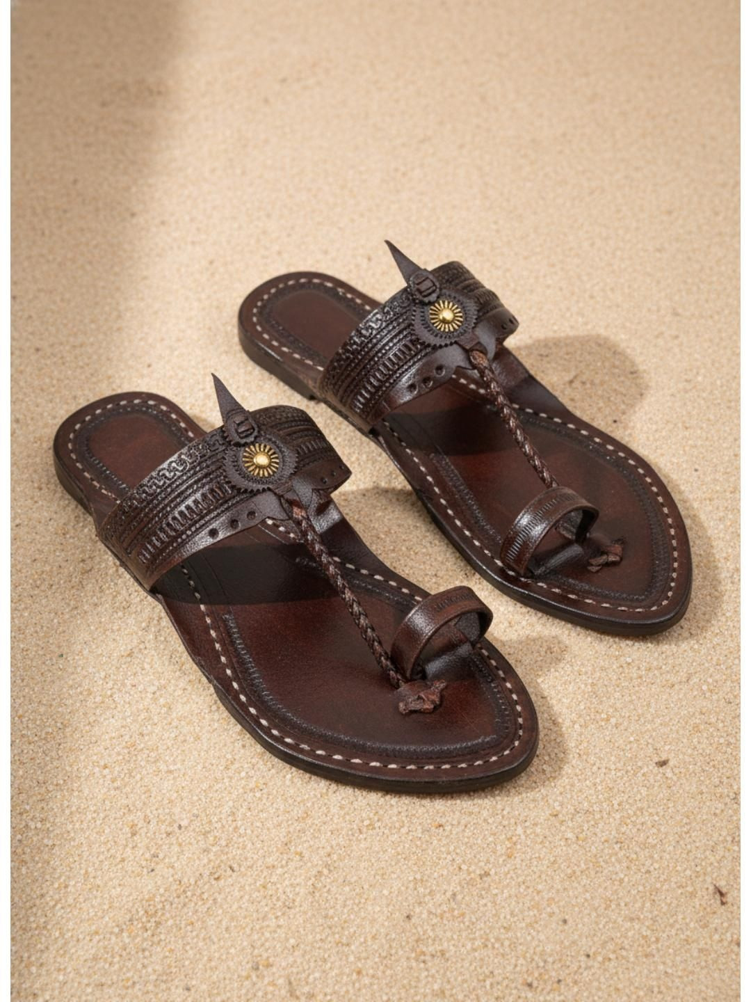 ROYAL KHWAAB Women Leather Comfort Sandals