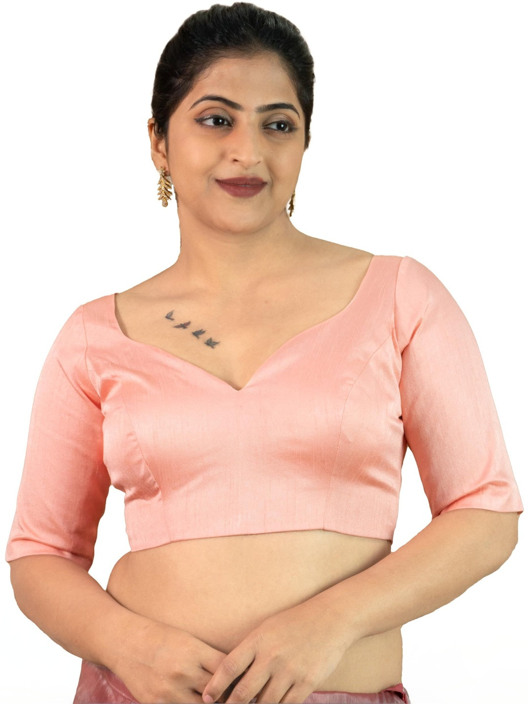 FIGURES DESIGNER V-Neck Short Sleeves Saree Blouse