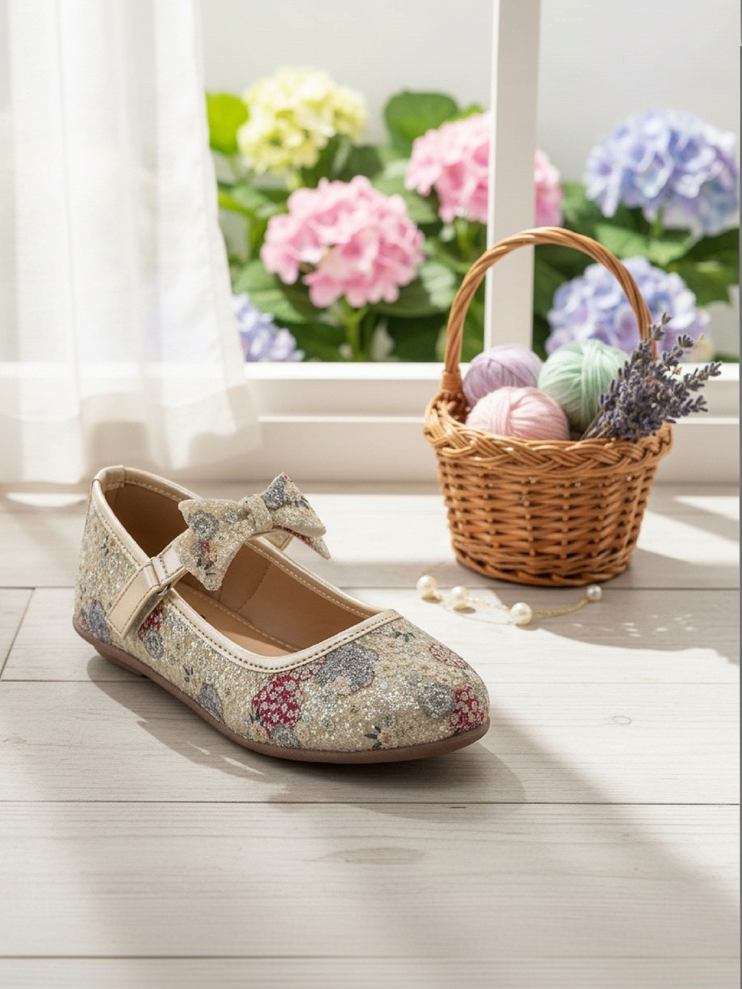 BOYZ N GALZ Girls Embellished Party Bows Flats