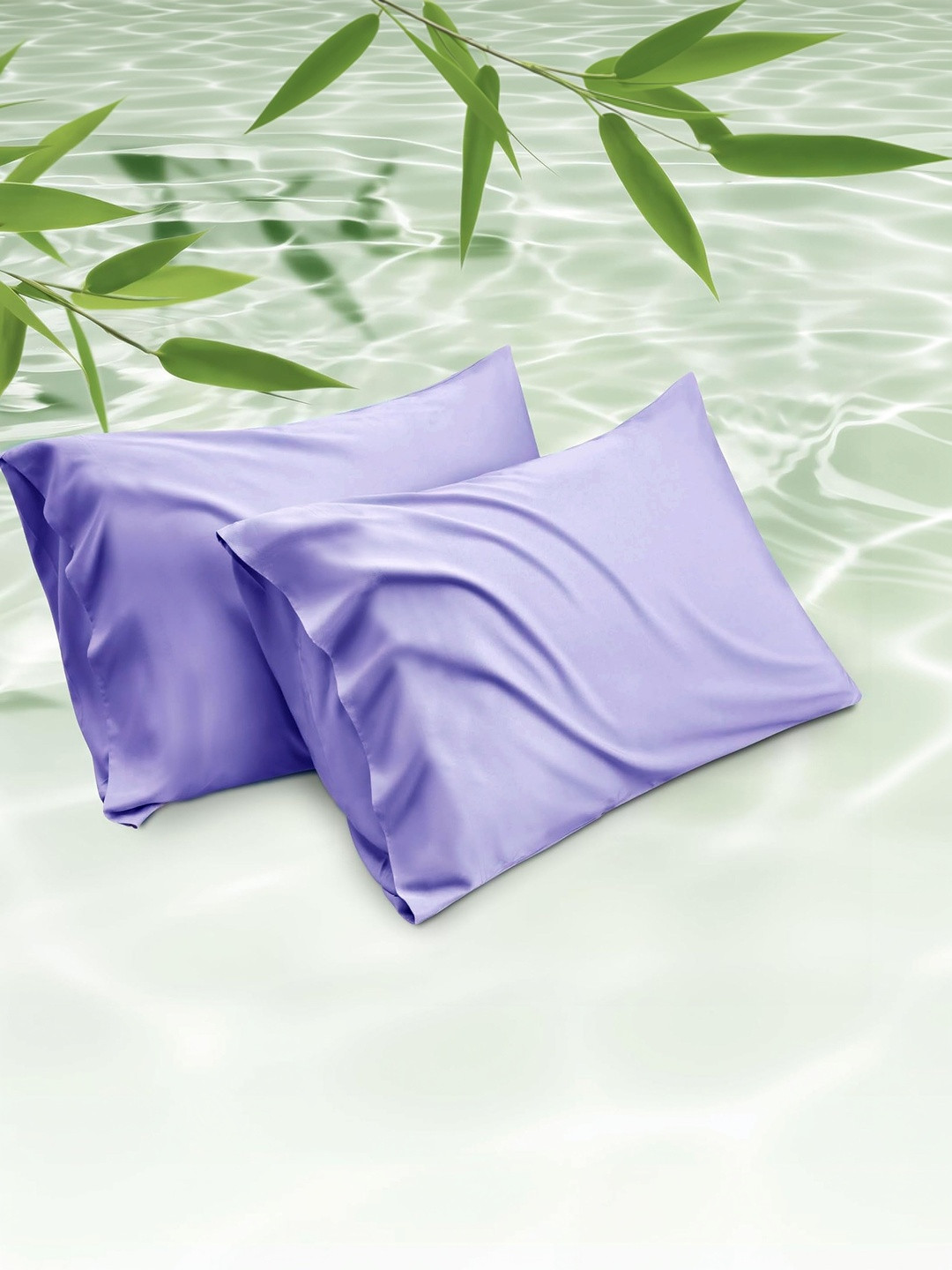 RD TREND Lavender 2 Pieces Satin-Silk Rectangle Pillow Covers 18x28 Inch
