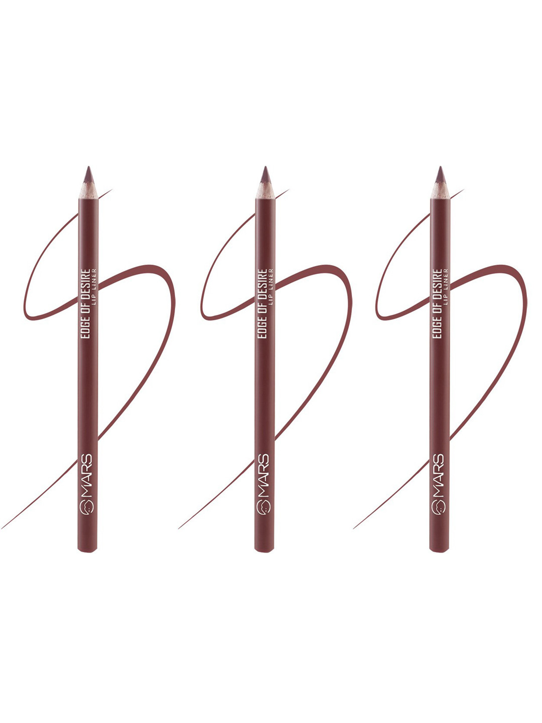 MARS Set of 3 Edge Of Desire Matte Long Lasting Lip Liner Pencil - 1.4g Each- Deep Dawn 02