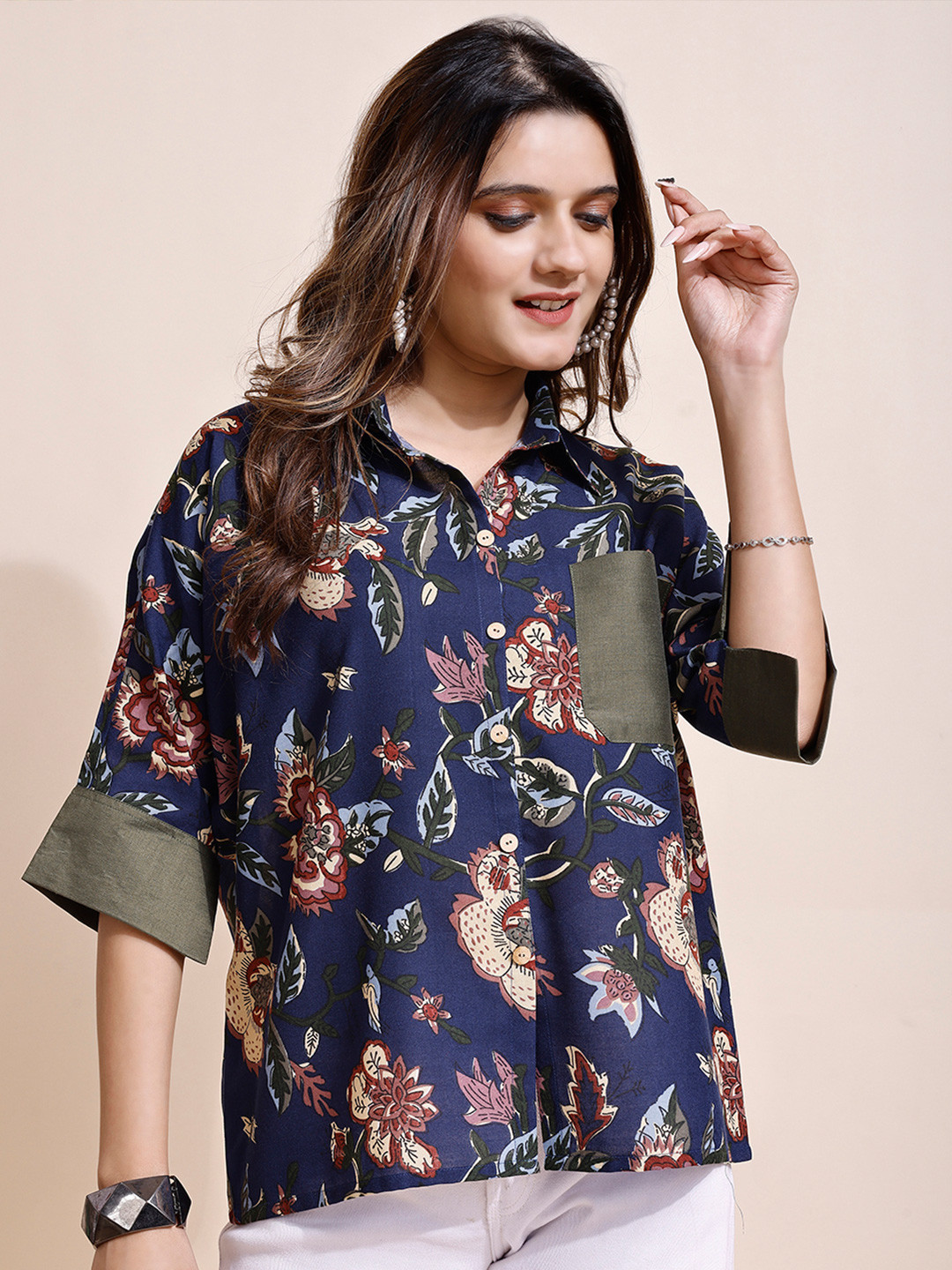 Youthnic Floral Print Cotton Top