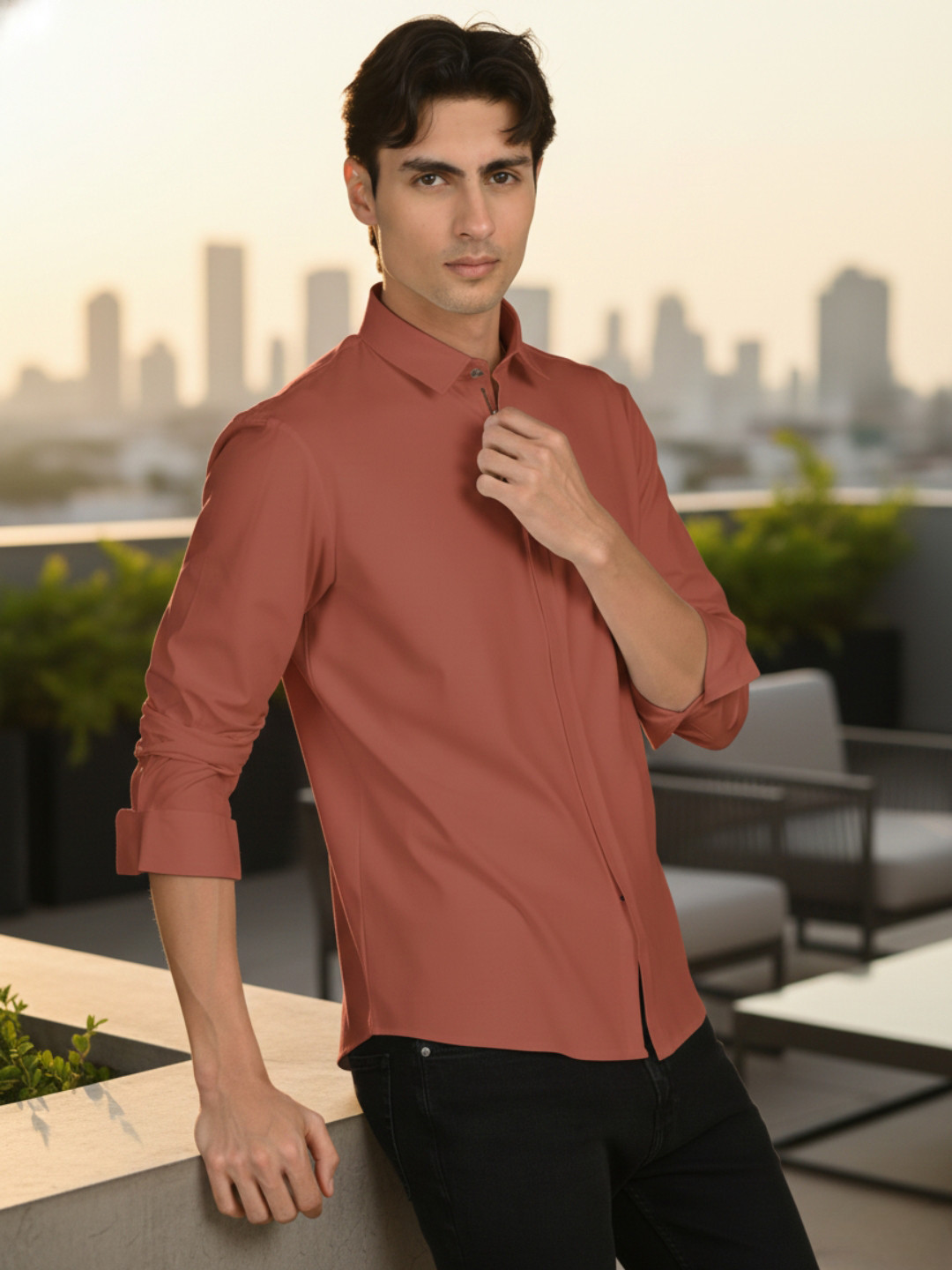 FORMAL FACTORY Men's Non-Iron Regular Fit Corporate Shacket