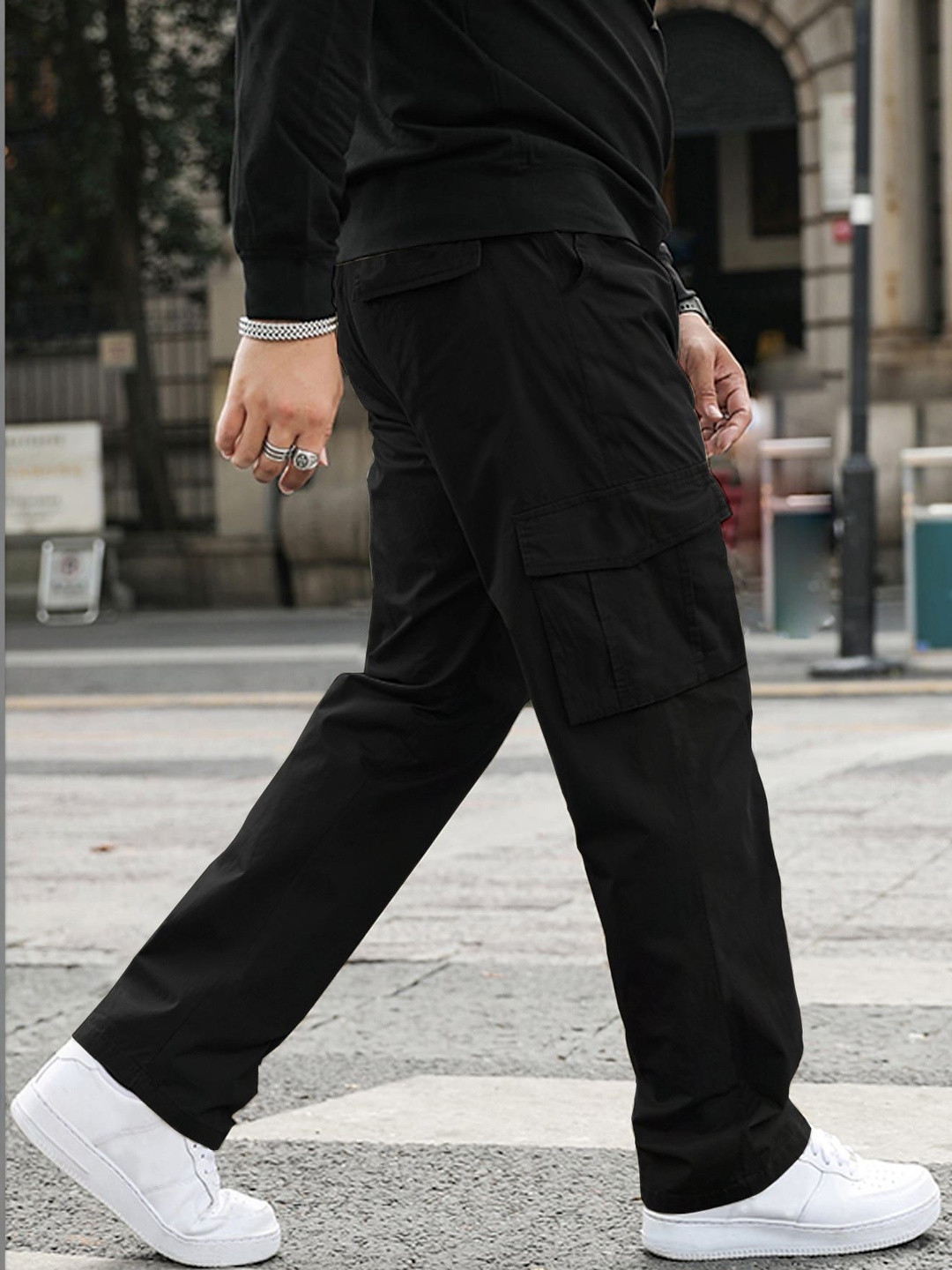 GENZILOOKS Men High-Rise Cargos Trousers