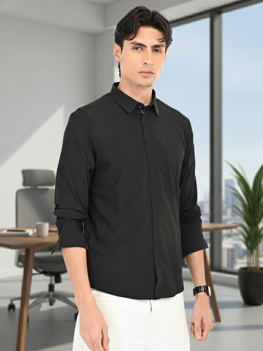 FORMAL FACTORY Men's Non-Iron Regular Fit Corporate Shacket