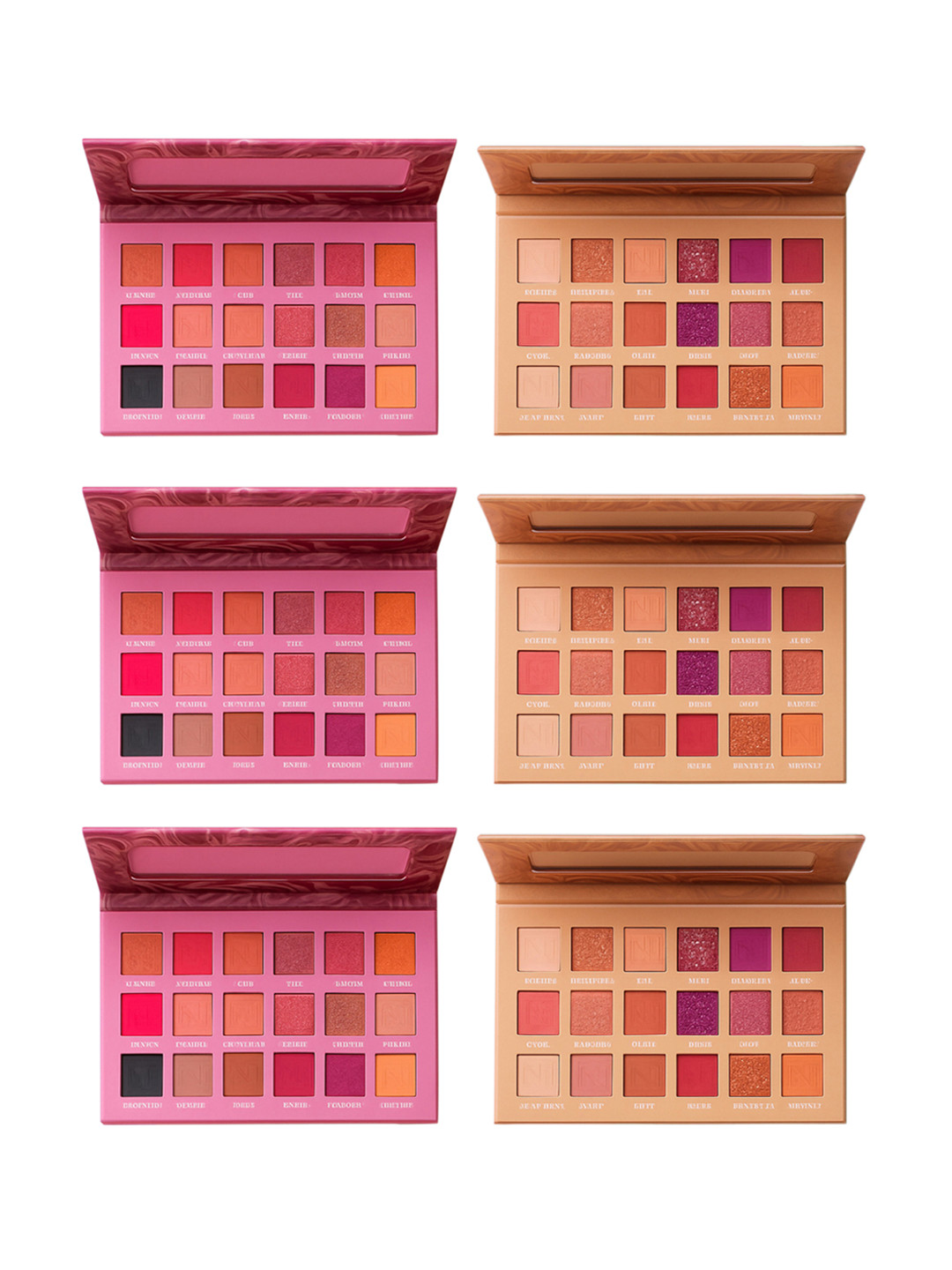 MINARA Set of 6 Long Lasting Eyeshadow Palette - 36 g each - Nude & Rose Gold