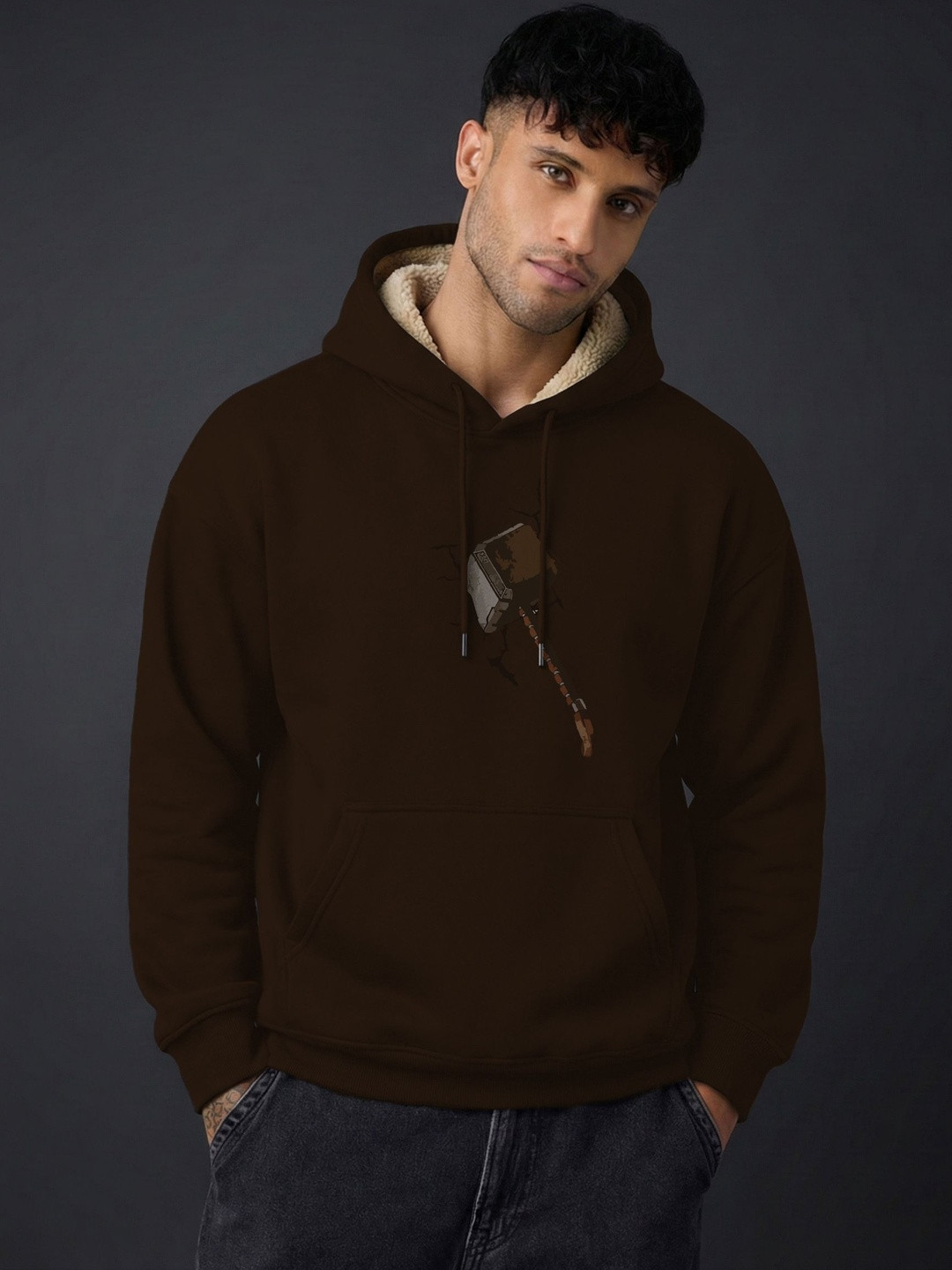 TOGS & TERRE Men Printed Hooded Sweatshirt