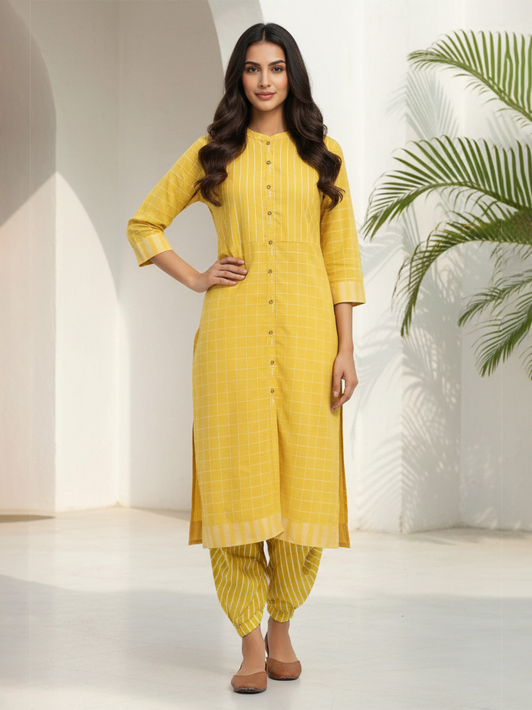 W Women Striped Pure Cotton Kurta