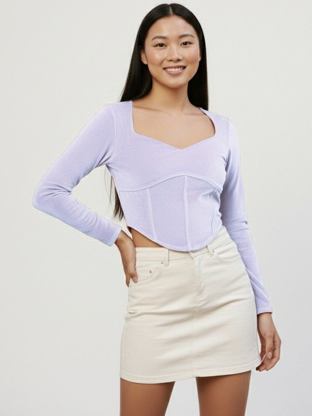 Pookiie Sweetheart Neck Velvet Crop Top