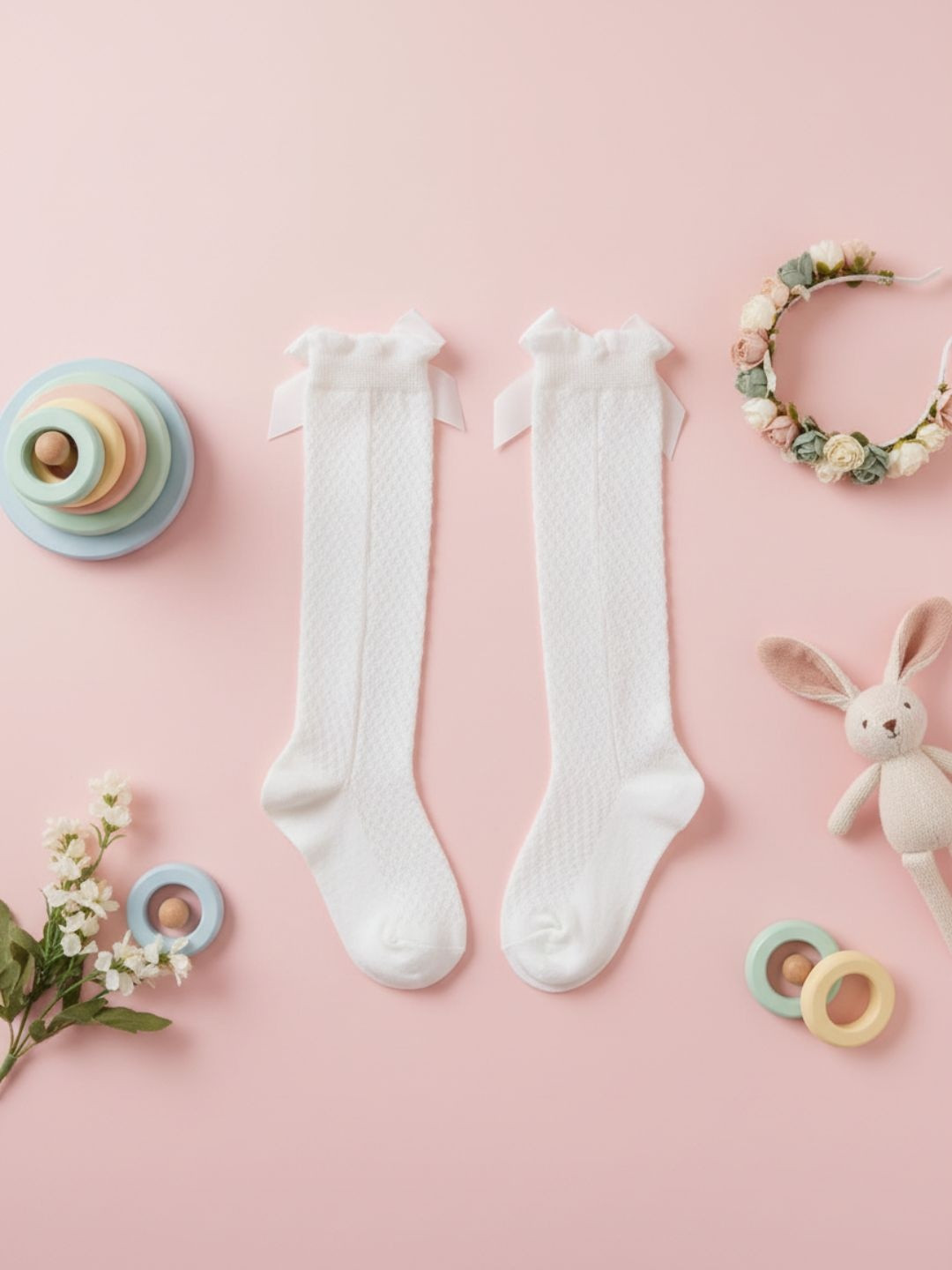 Biglilpeople Girls Bow Detailed Knee-Length Socks