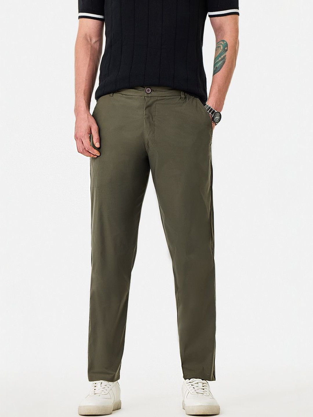 Snitch Olive Solid Trousers