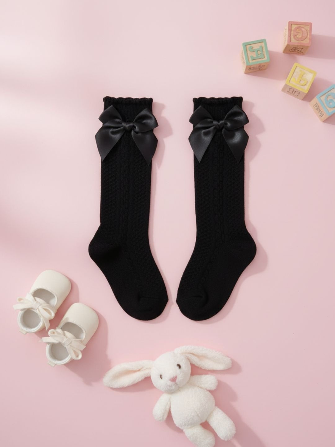 Biglilpeople Girls Bow Detailed Knee-Length Socks