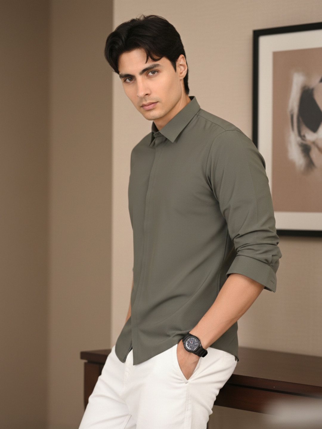 FORMAL FACTORY Men's Non-Iron Regular Fit Corporate Shacket