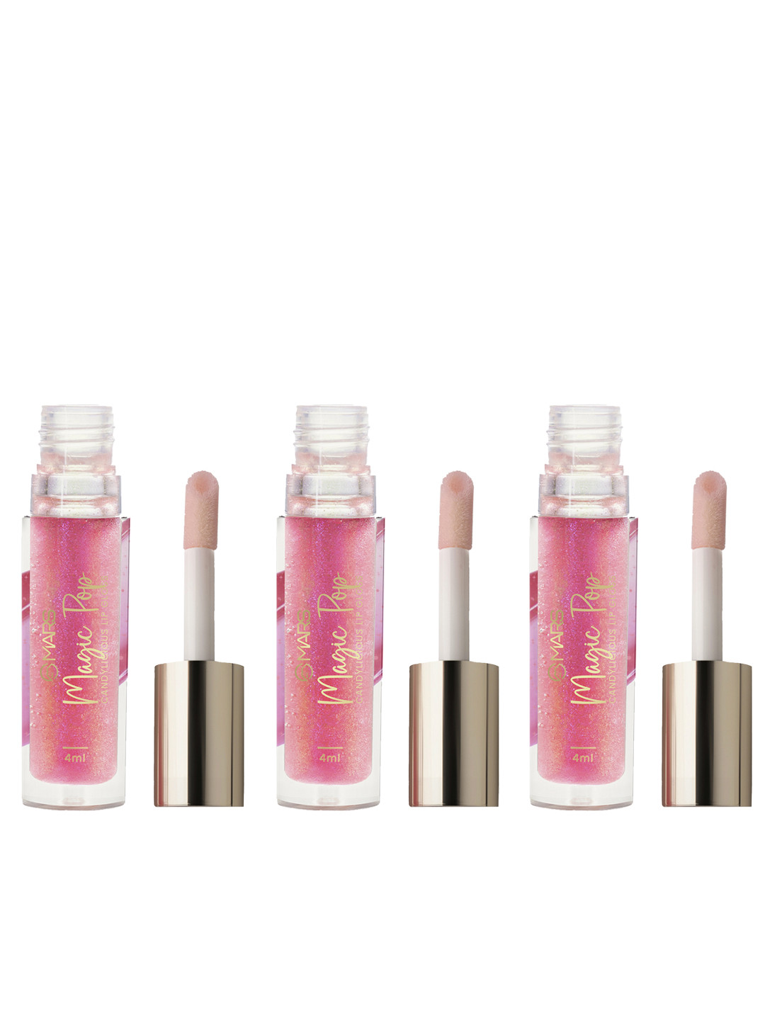 MARS Set of 3 Candylicious Coloured Lip Gloss With Vitamin E-4ml Each -Magic Pop-09
