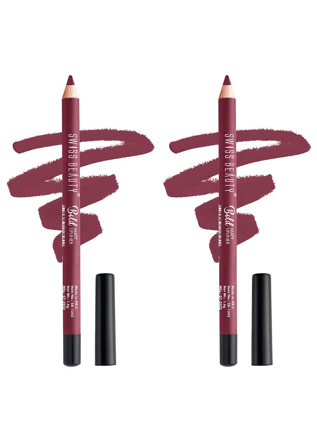 SWISS BEAUTY Set of 2 Bold Matt Long Lasting Matte Finish Lip Liner Pencil - Purple 11