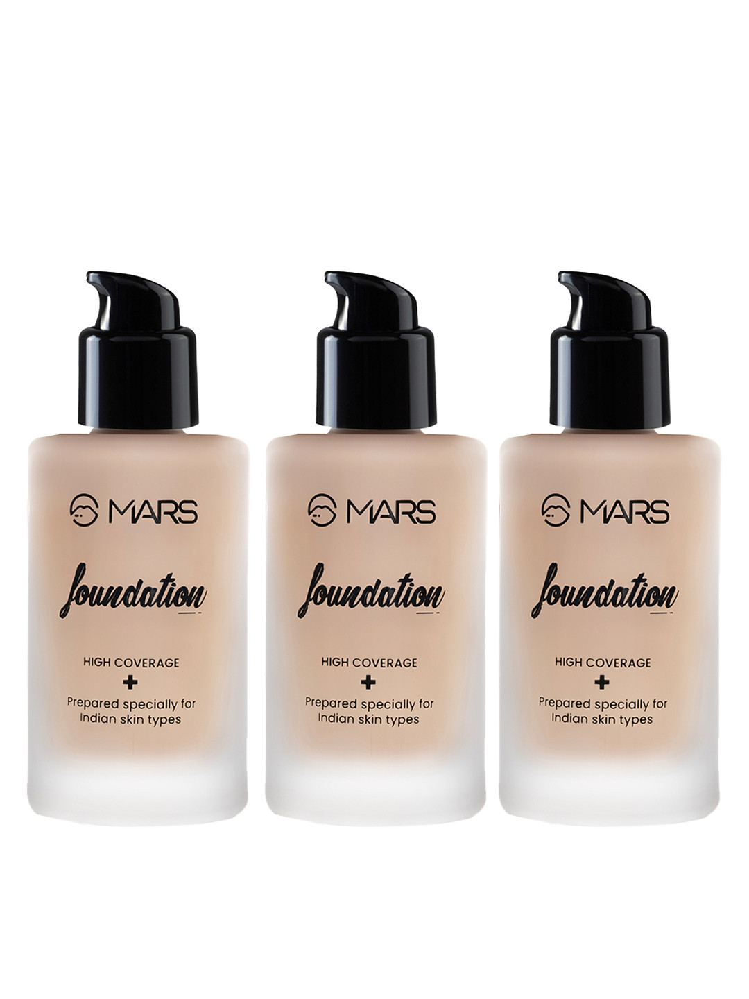 MARS Set of 3 High Coverage SPF50 PA++++ Liquid Foundation 40 ml each- Shade 02