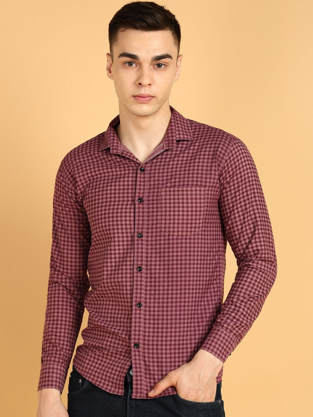 RODEIZ Men Comfort Slim Fit Checked Casual Shirt