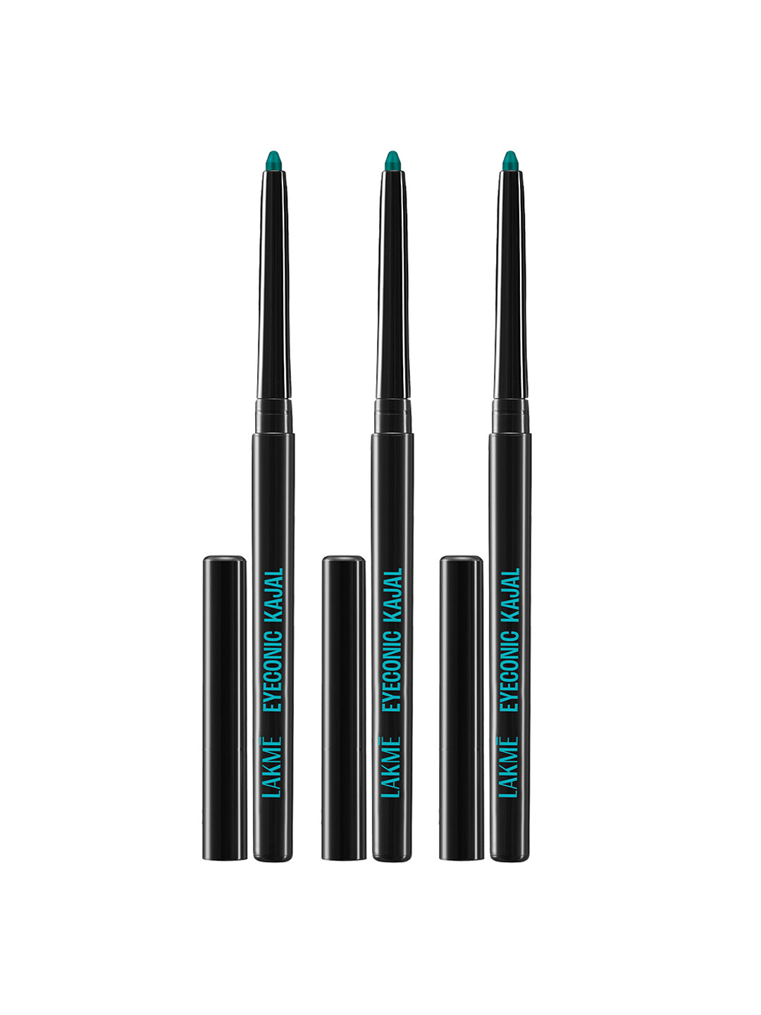 Lakme Set of 3 Eyeconic Smudge Proof & Waterproof Kajal - 0.35g each - Turquoise