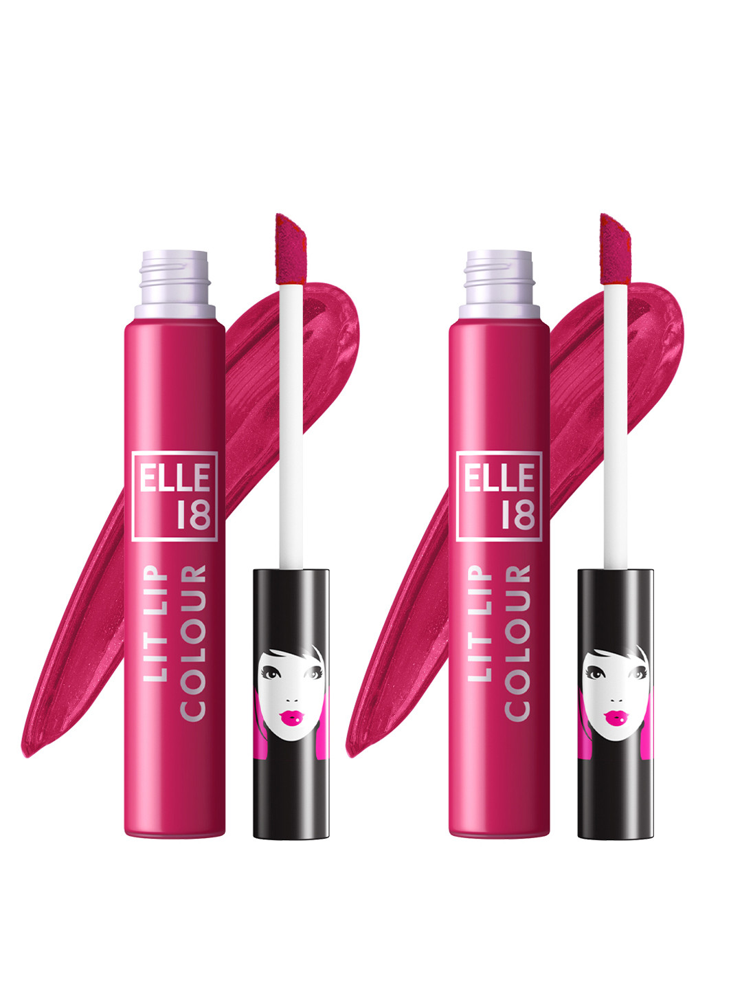 ELLE 18 Set of 2 Lit Lip Matte Finish Smudgeproof Lip Colour 5.6ml each- Barn Red