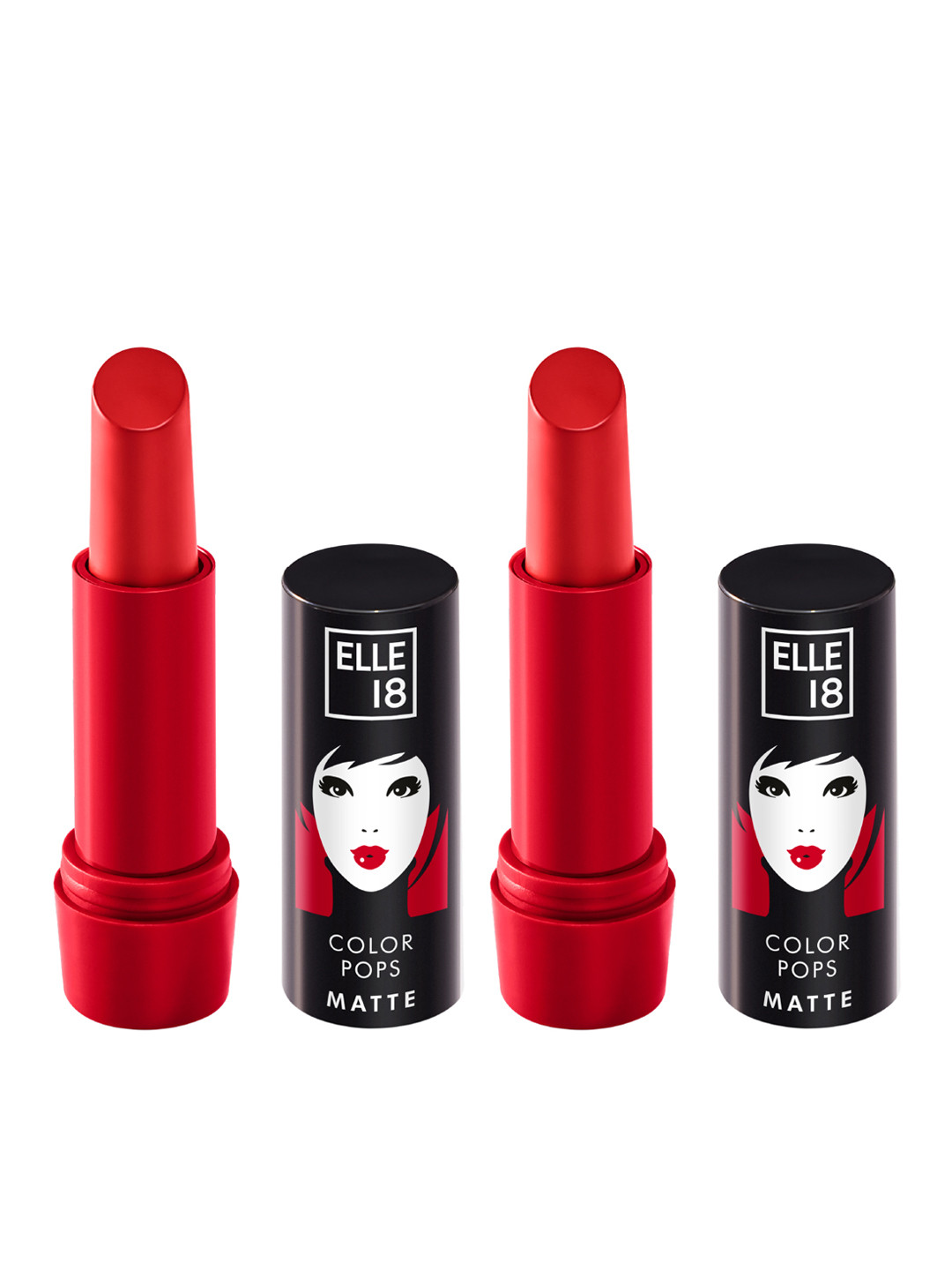 ELLE 18 Set of 2 Color Pop Moisturising Matte Lip Color 4.3g each - R31 Crazy Red