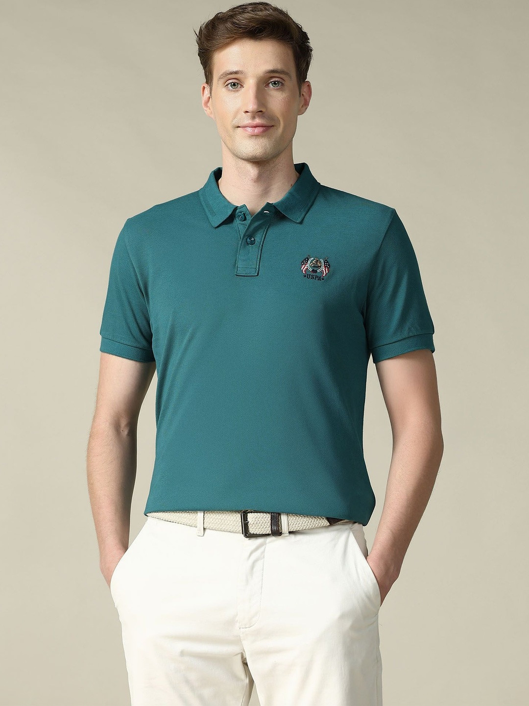 U.S. Polo Assn. Denim Co. Men Brand Logo Polo Collar Slim Fit T-shirt