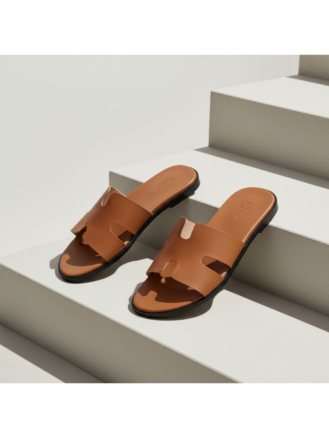 ROYAL KHWAAB Men Leather Comfort Sandals