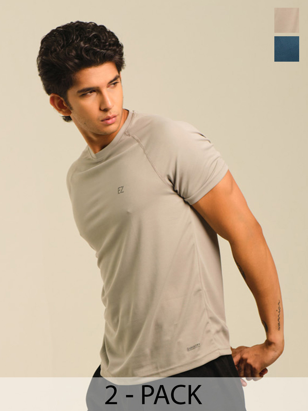 EAZY Pack Of 2 Round Neck Raglan Sleeves Dri-FIT Sports T-Shirts