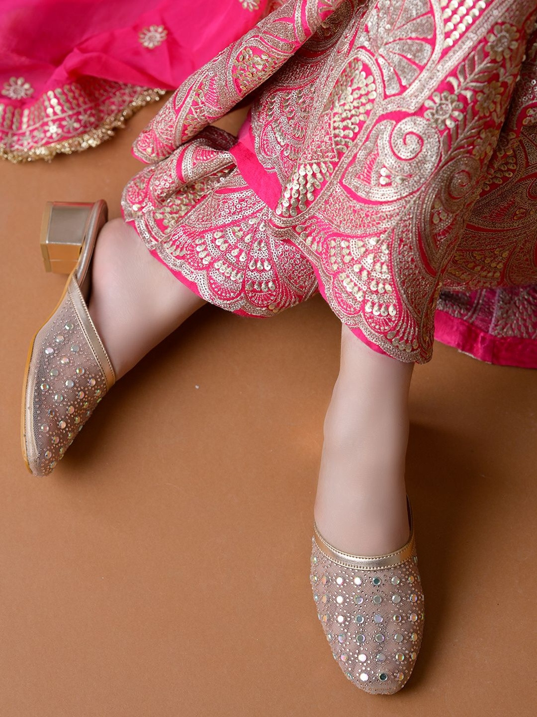 Stylestry Embellished Party Block Mules