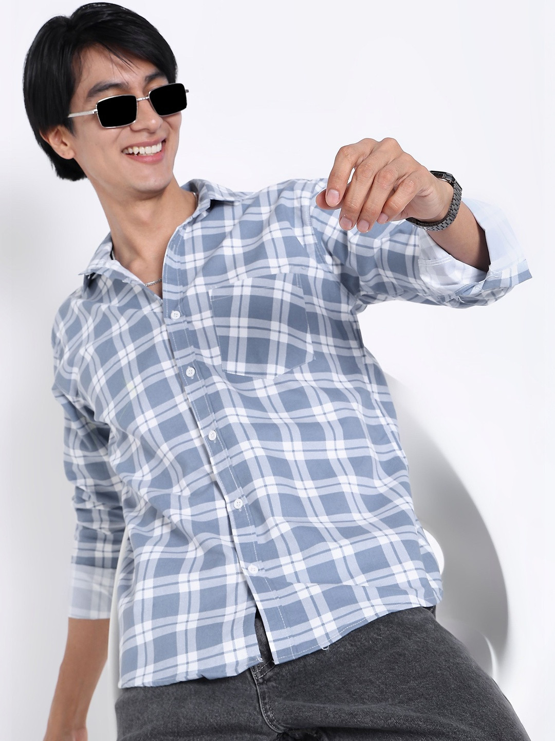 Men's Regular Fit Tartan Checked Casual Shirt