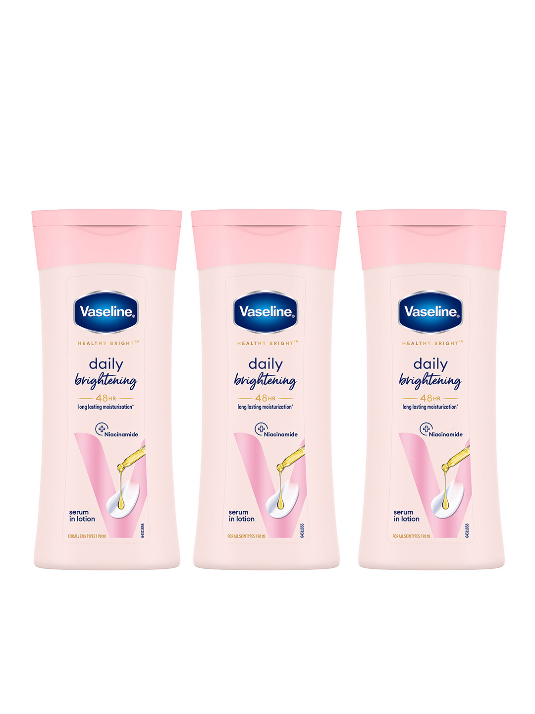 Vaseline Set of 3 Daily Brightening Body Lotion For Healthy & Glowing Skin - 90ml each
