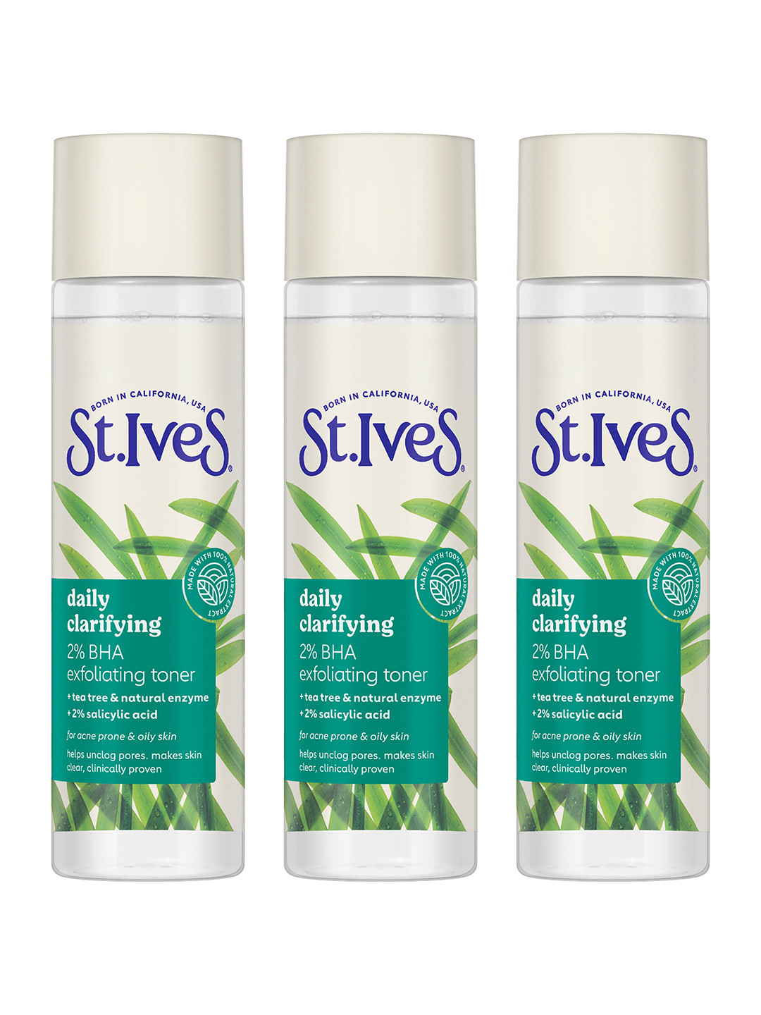 St. Ives Set of 3 Daily Clarifying 2% BHA Exfoliating Toner with Tea Tree - 150 ml each