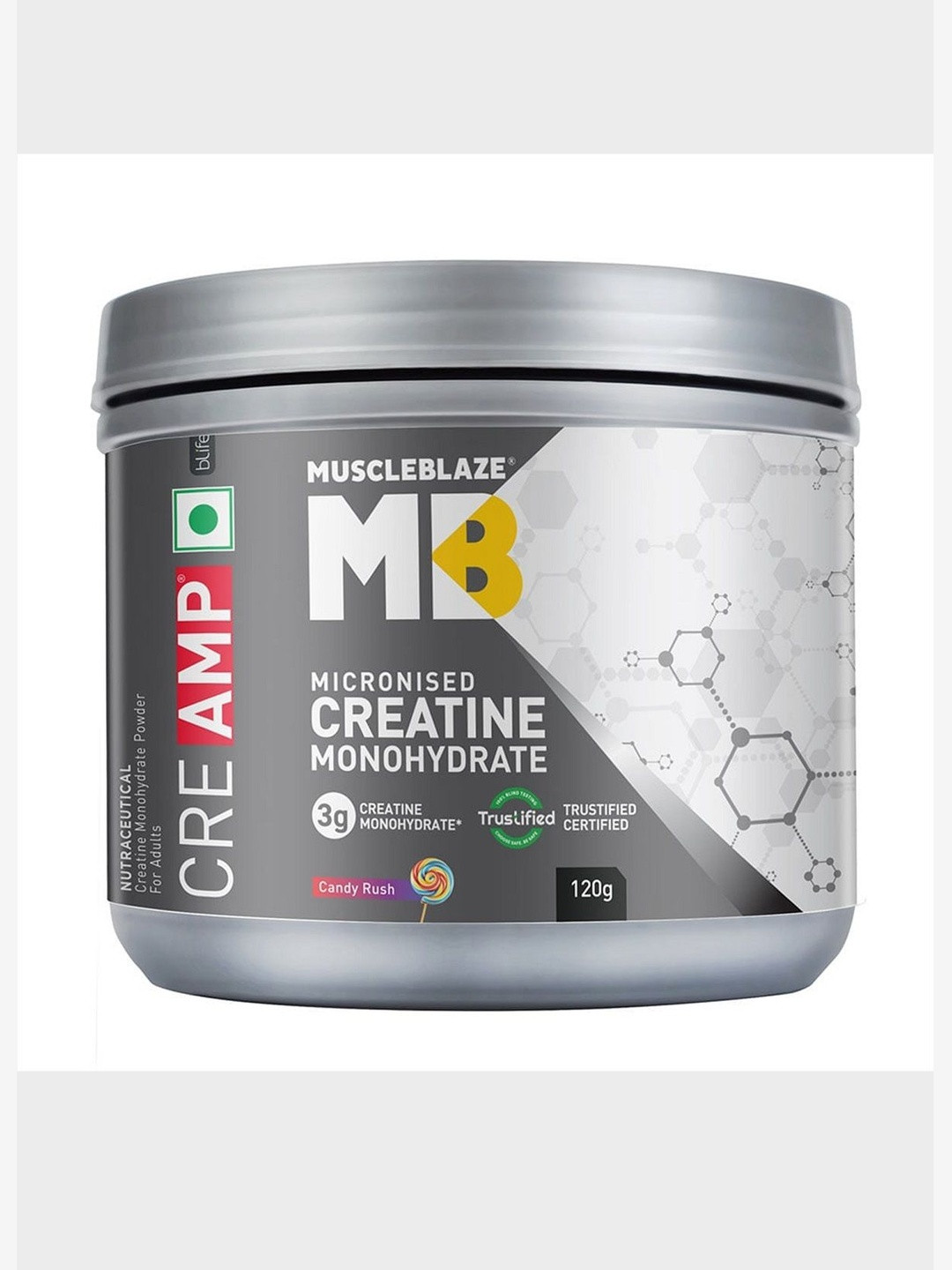MuscleBlaze Micronised Creatine Monohydrate CreAMP Powder- 120 g- Candy Rush