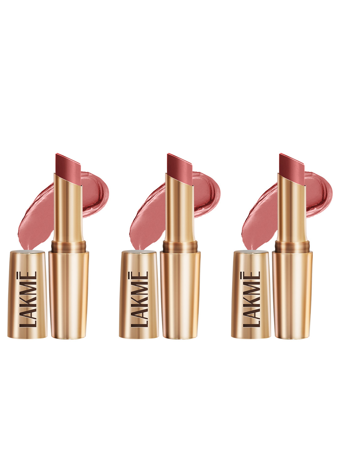 Lakme Set of 3 9to5 Powerplay Priming Matte Lipstick 3.6g each - MP7 Blushing Nude