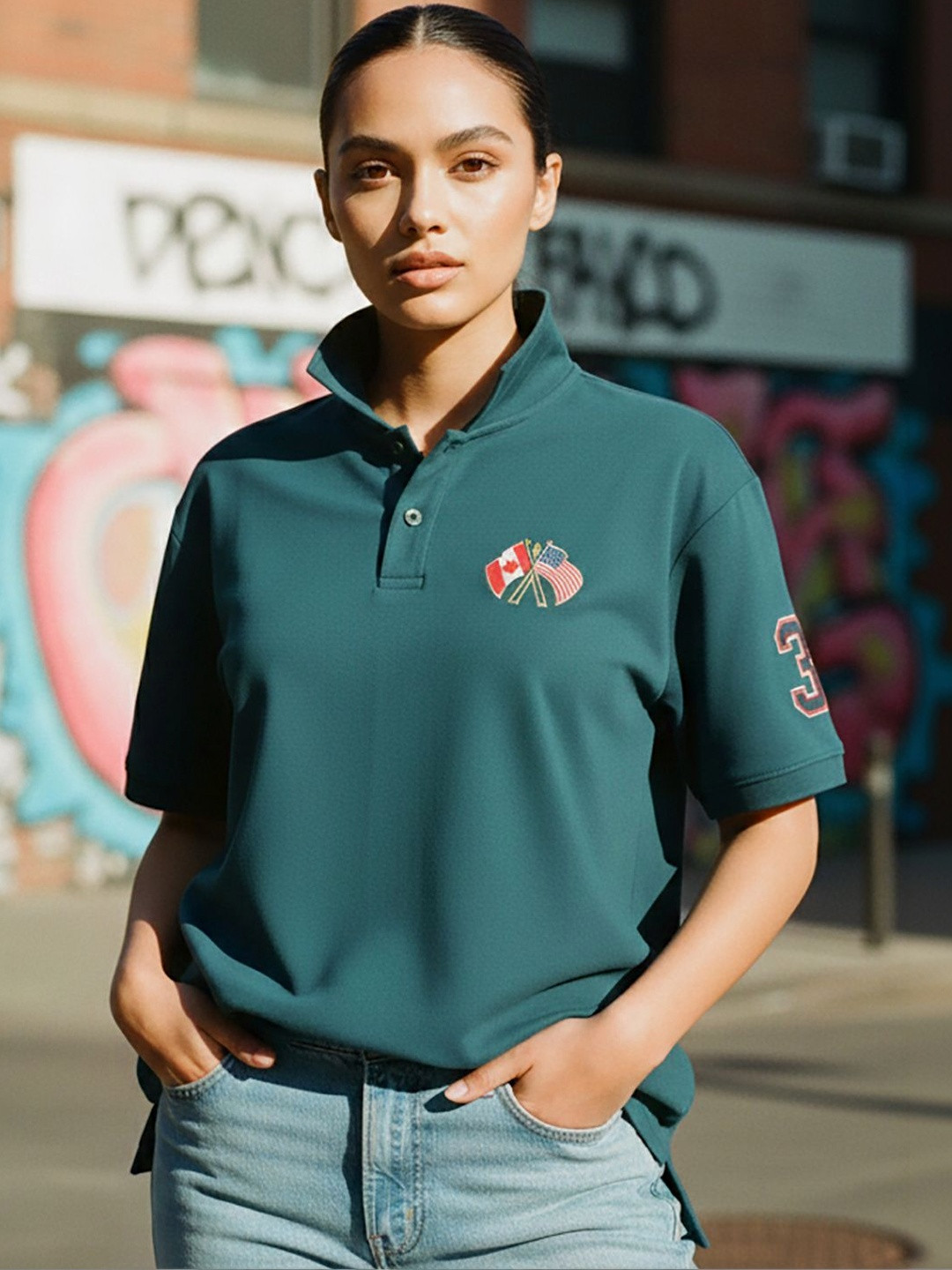 SZN Women Polo Collar T-shirt