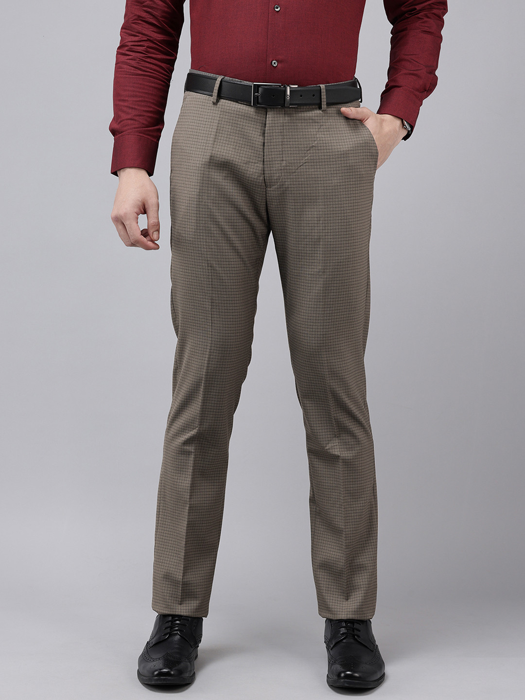 Arrow Men Original Tapered Fit Checked Formal Trousers