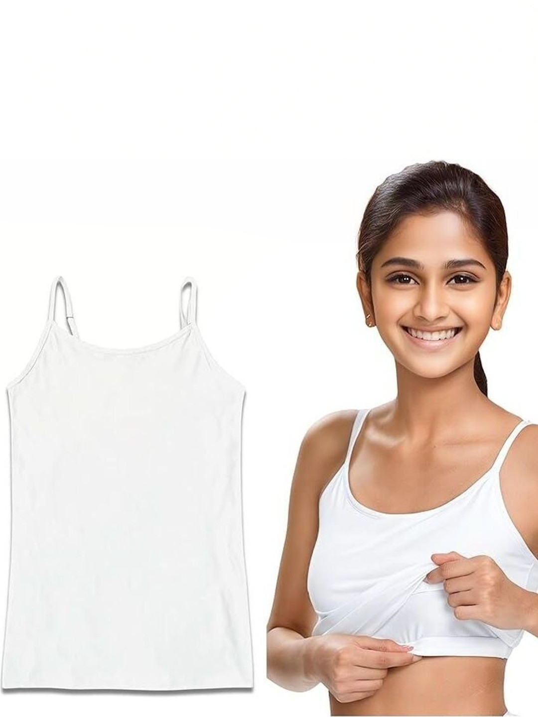 White Solid Lightly Padded Camisoles