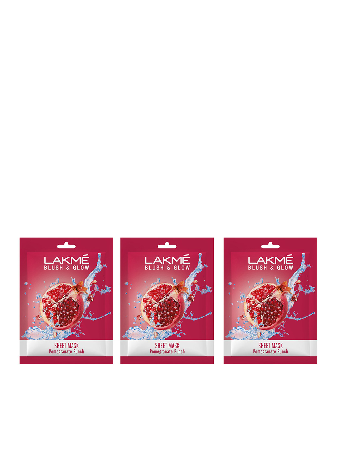 Lakme Set of 3 Blush & Glow Pomegranate Punch Sheet Mask - 25 ml each