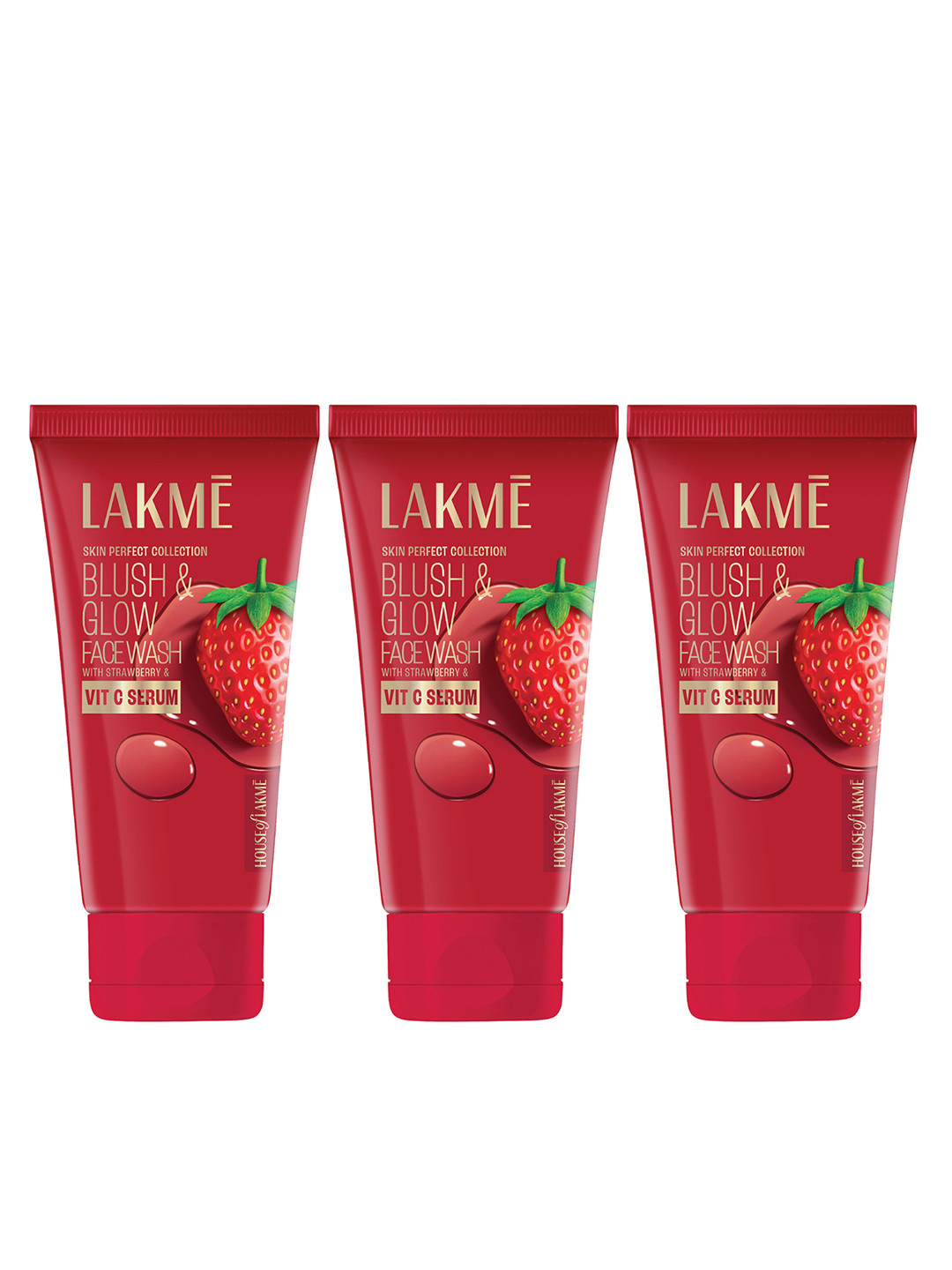 Lakme Set Of 3 Blush & Glow Strawberry Freshness Gel Face Wash - 50g Each