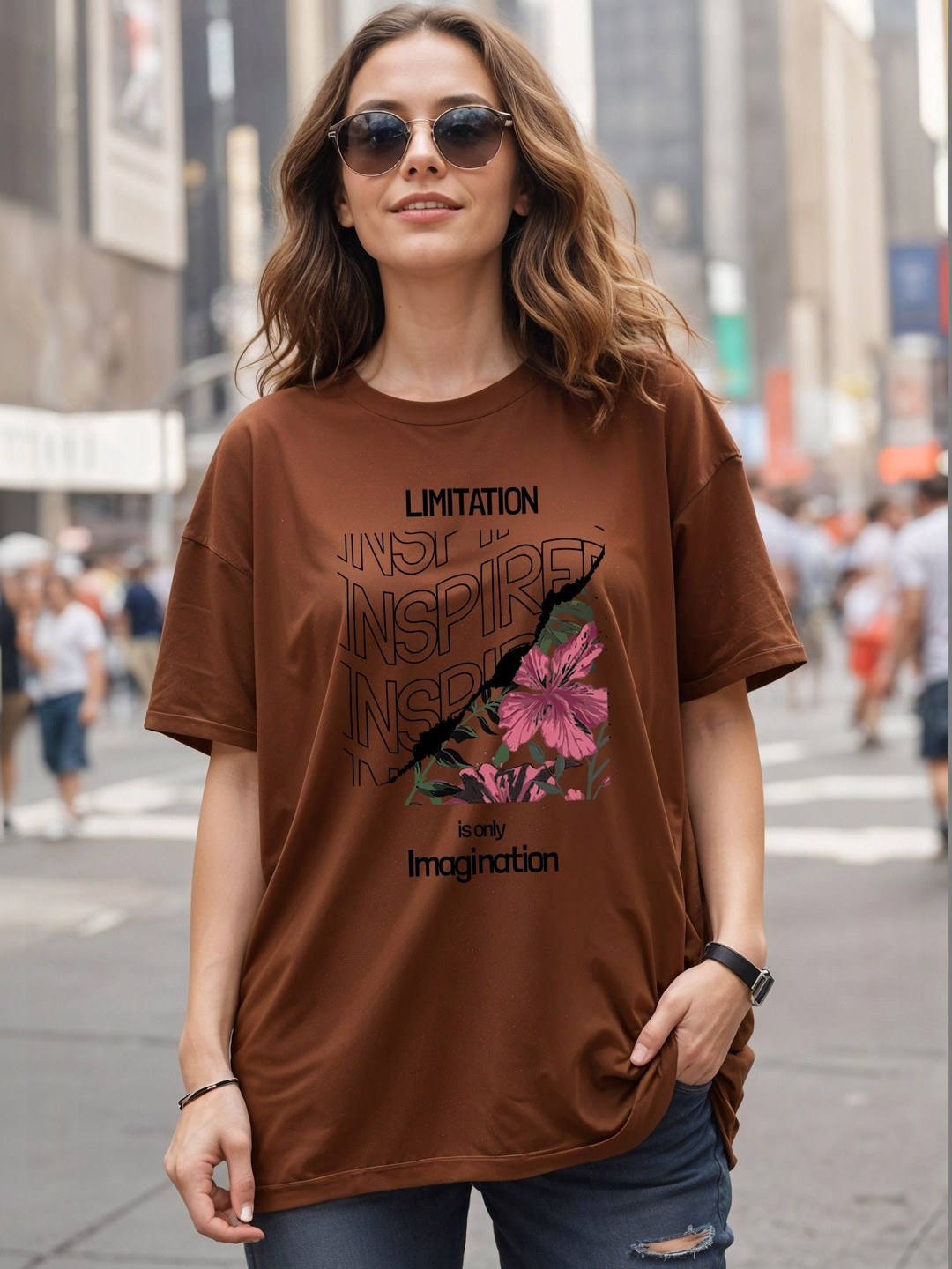 SMARTEES Women Printed Drop-Shoulder Sleeves T-shirt