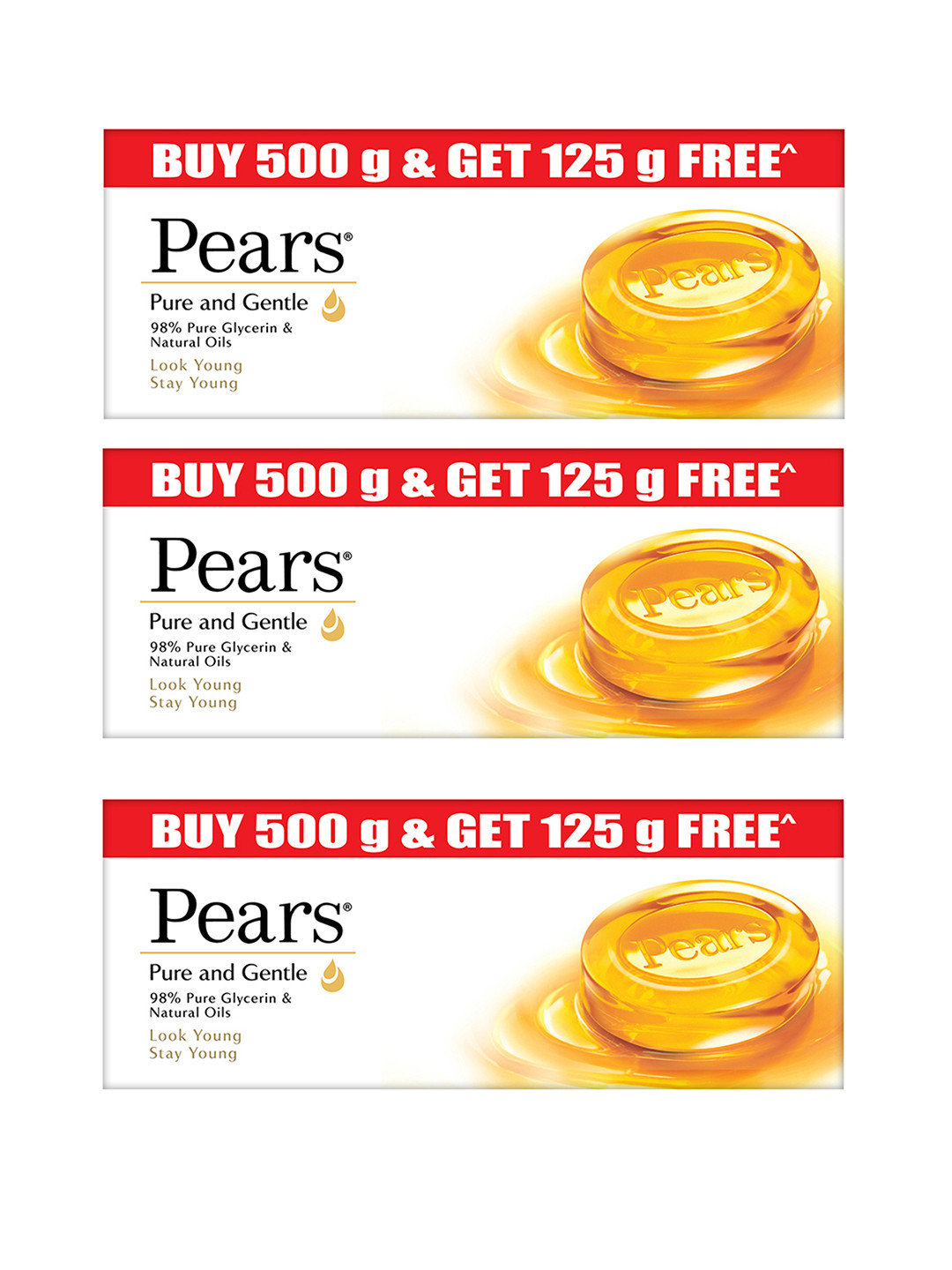 Pears 15 Pcs Pure & Gentle 98% Pure Glycerin Bathing Bars - 125g each